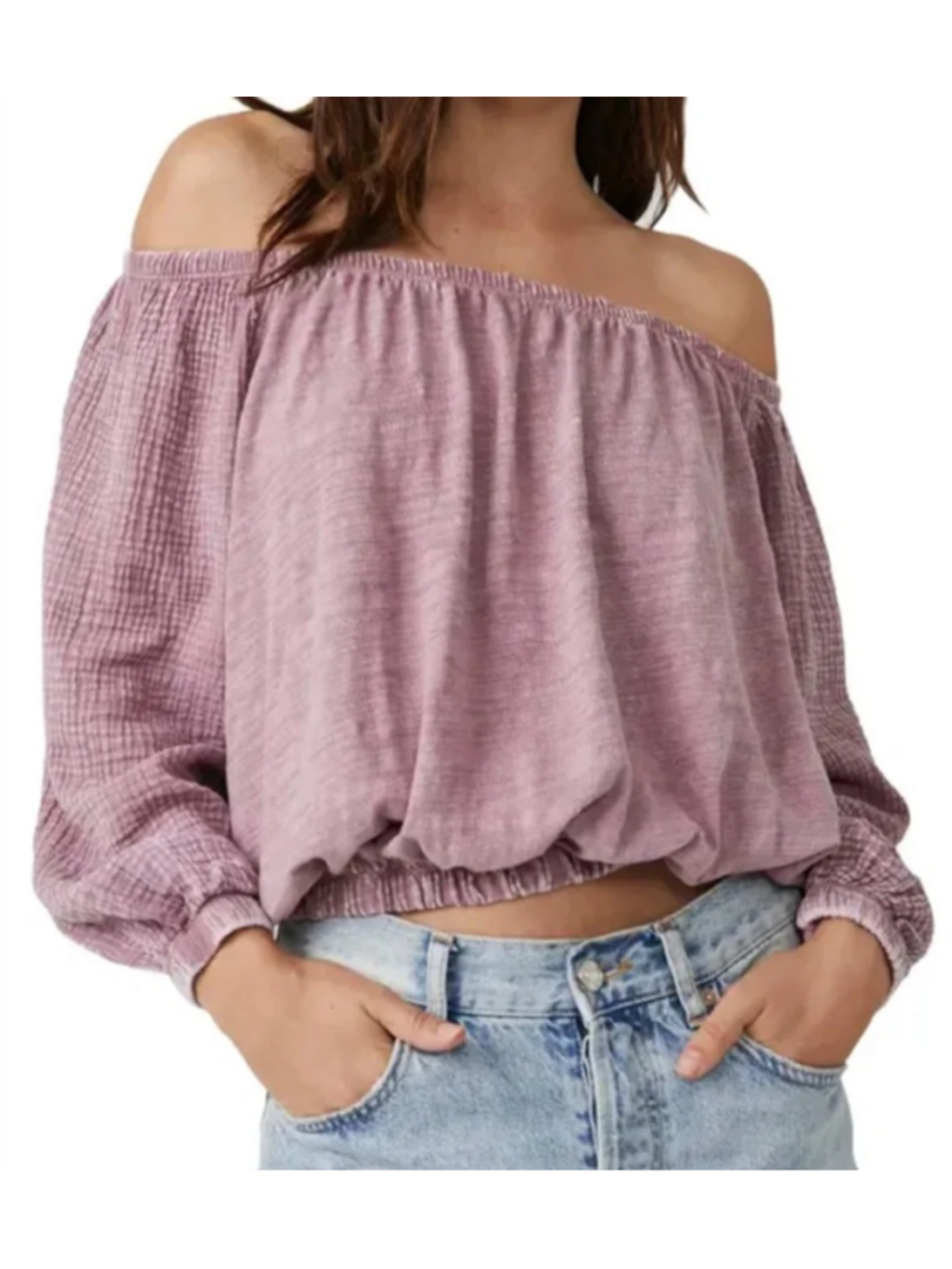 Free People Parfait Bubble Off The Shoulder Crop Top size S/P